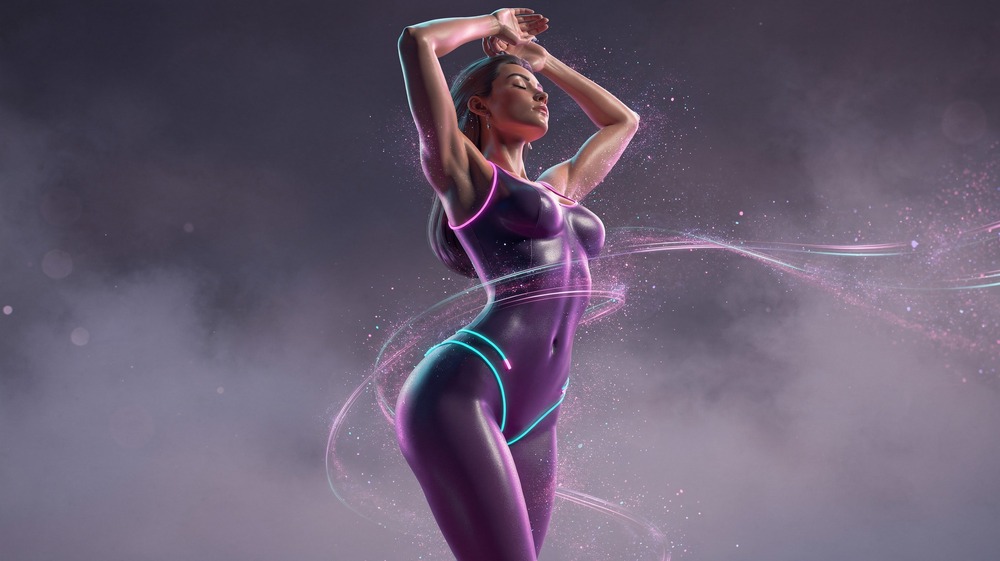 Fantasy visualization transitioning between realistic and stylized aesthetics